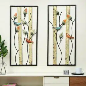 Metal Multicolor Lois Birds Wall Decor (Set of 2)