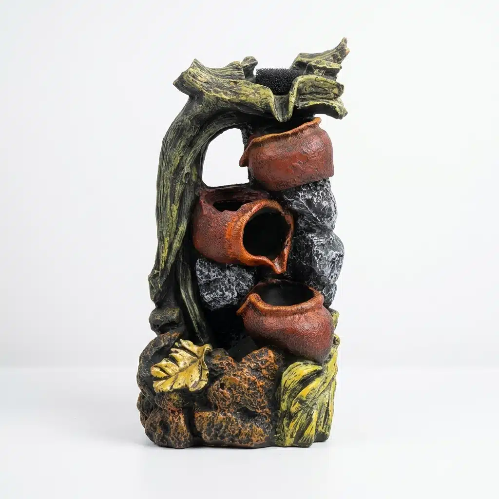 Rustic Hanging Pot Water Fountain with Tree-Inspired Waterfall Design - Image 4