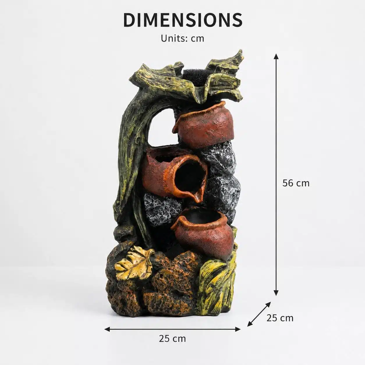 Rustic Hanging Pot Water Fountain with Tree-Inspired Waterfall Design - Image 5