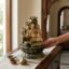 Radha Krishna tabletop indoor water fountain with cascading waterfall design