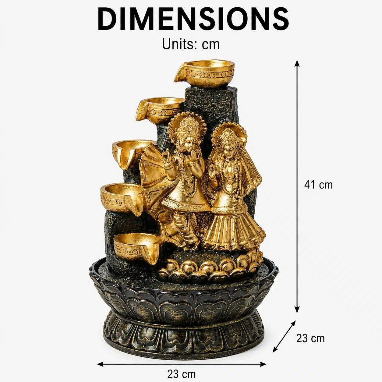 Radha Krishna Tabletop Water Fountain for Spiritual Home Decor - Image 5