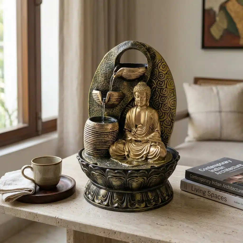 Buddha meditation indoor waterfall fountain for zen home décor