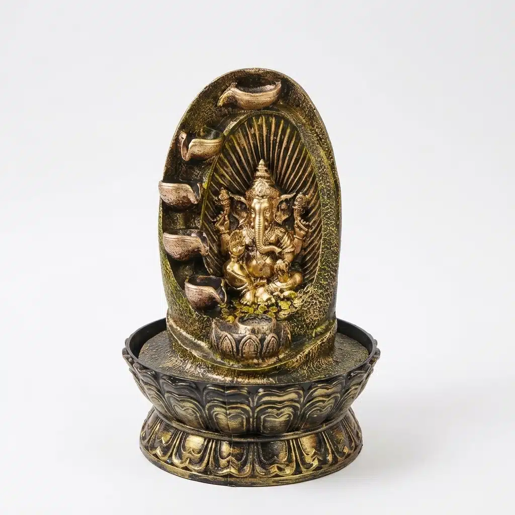 Resin Ganesha Water Fountain with Arch & Cascade – Spiritual Tabletop Indoor Waterfall with Base for Home, Office, Pooja Room & Vastu Décor - Image 4