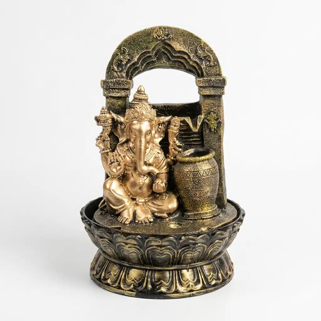 Resin Ganesha Water Fountain with Arch & Hanging Pot – Spiritual Tabletop Indoor Waterfall with Base for Home, Office, Pooja Room & Vastu Décor - Image 4