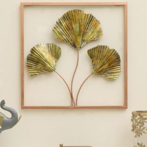 Vedas Exports Multicolor Metal Wall Art Ginkgo Leaf Frame | Iron Wall Hanging Decor for Living Room Bedroom Dining Room | Modern Home Wall Decoration | 18 x 18 Inch