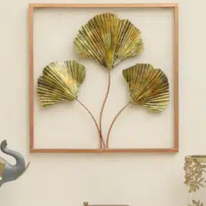 Vedas Exports Multicolor Metal Wall Art Ginkgo Leaf Frame | Iron Wall Hanging Decor for Living Room Bedroom Dining Room | Modern Home Wall Decoration | 18 x 18 Inch