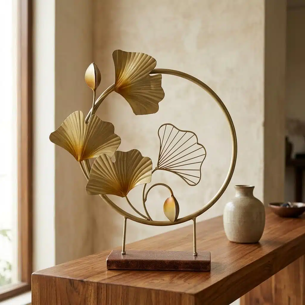 Ginkgo Table Decor Showpiece - Metal MDF Large 18x21 Inch - Image 4