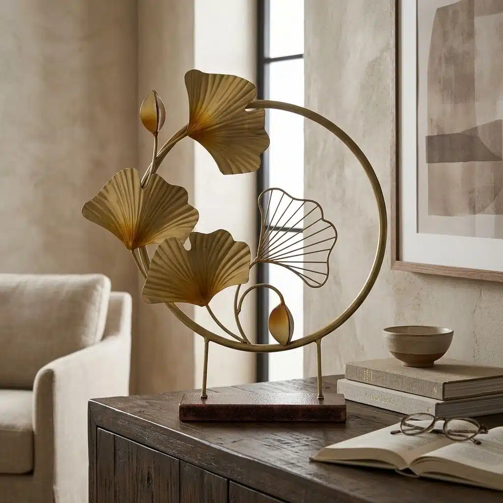 Ginkgo Table Decor Showpiece - Metal MDF Large 18x21 Inch - Image 6