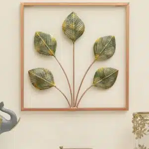Iron Wall Art Frame – Crete Leaf Multicolour Metal 18x18