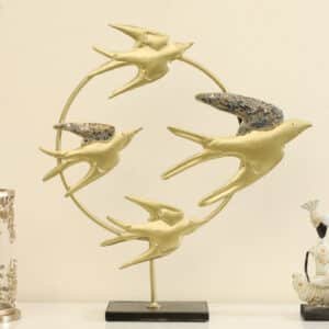 Metal & MDF Gold Shine Flying Bird Showpiece Table Decor
