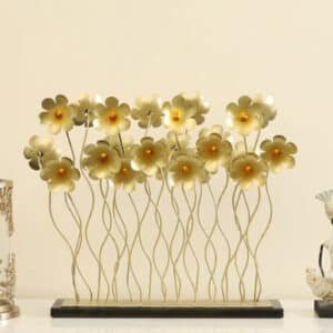 Metal & MDF Gold Noor Flower Showpiece Table Decor