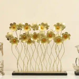 Metal & MDF Gold Noor Flower Showpiece Table Decor