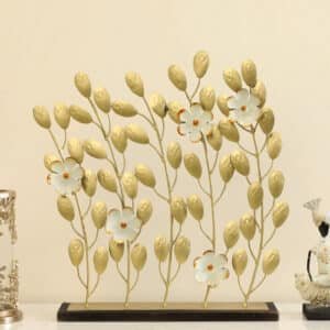 Metal & MDF Multicolor Goldie Flower Showpiece Table Decor
