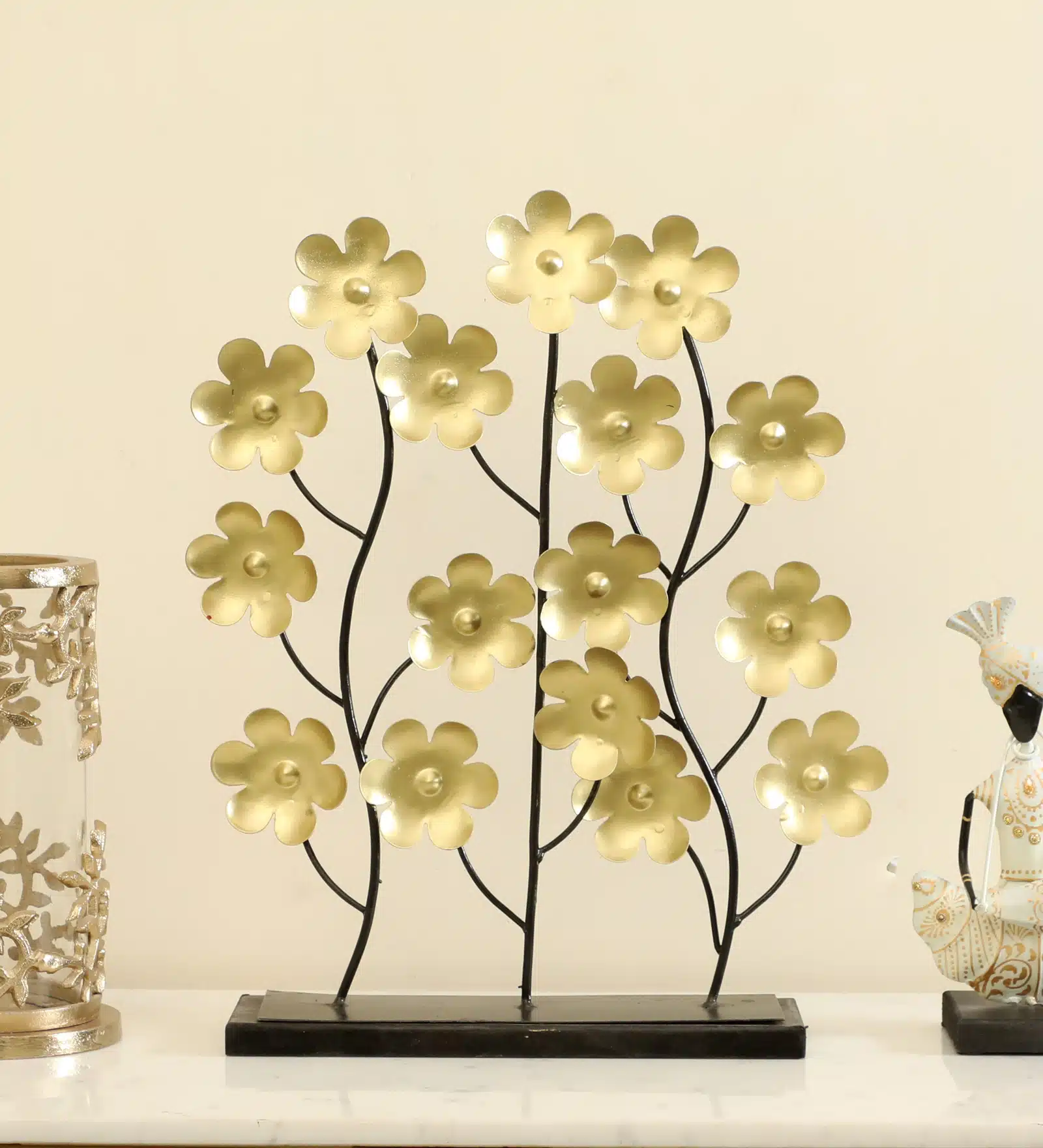 Metal & MDF Multicolor Liana Flower Showpiece Table Decor