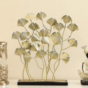 Metal & MDF Multicolor Amora Bunch Ginko Showpiece Table Decor