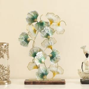 Metal & MDF Multicolor Estella Ginko Showpiece Table Decor