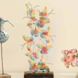Metal & MDF Multicolor Anila Butterfly Showpiece Table Decor