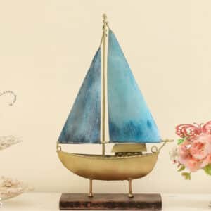 Metal & MDF Multicolor Hope Boat Showpiece Table Decor