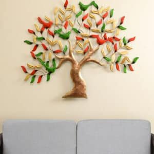Metal Multicolor Naya Bird Tree Wall Decor