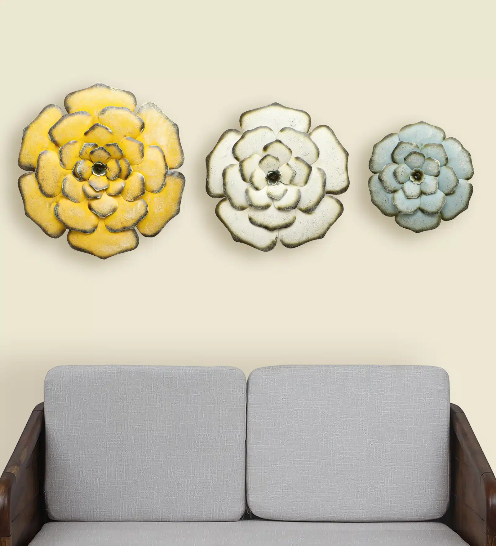 Flower Wall Decor Set of 3 – Royal Metal Wall Art Panels