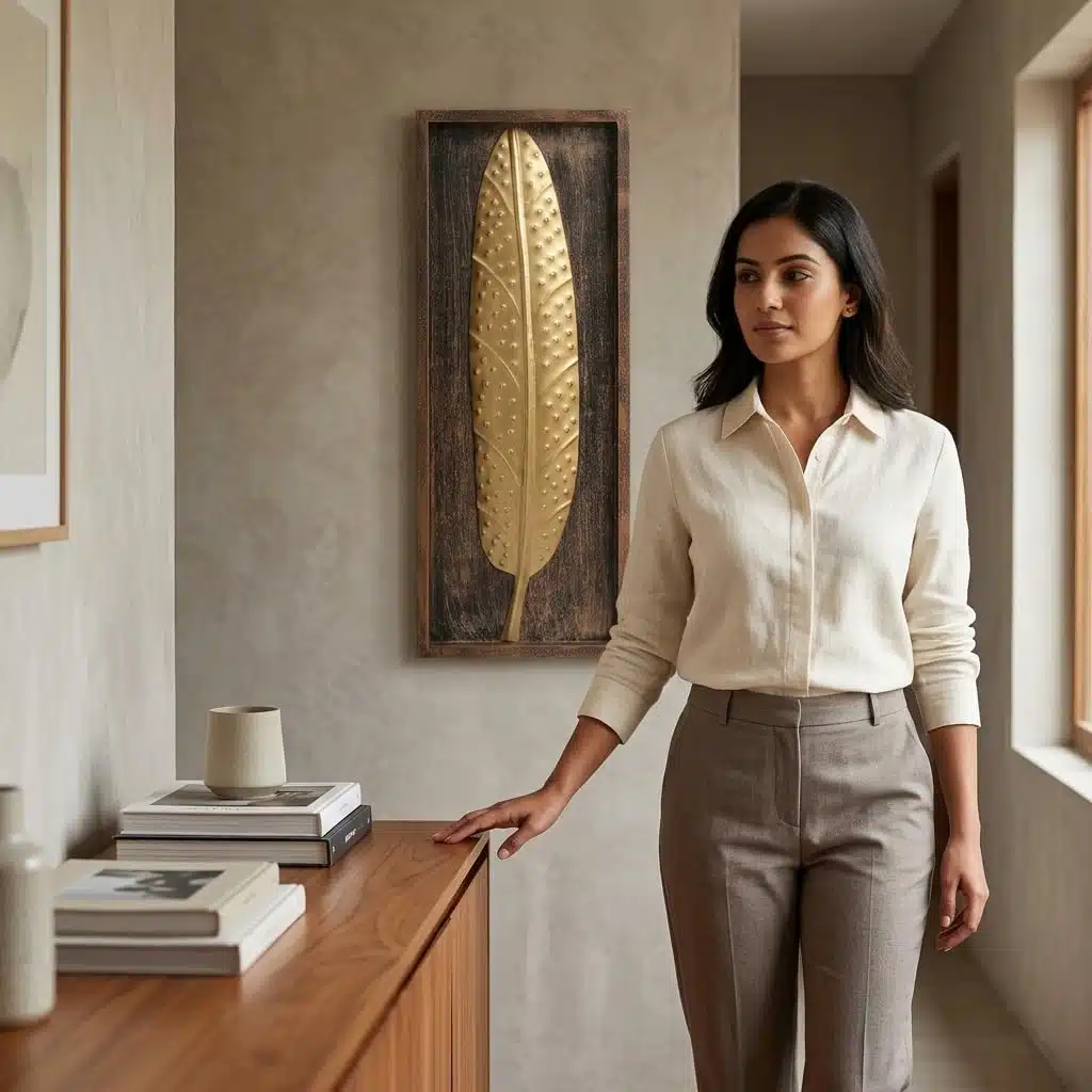 Vedas Metal Leaf Wall Decor Vertical Wall Hanging | Multicolour Iron & MDF Wall Art | Wall Decor for Living Room Entrance Bedroom | Modern Home Wall Decoration (8 x 20 Inch) - Image 3