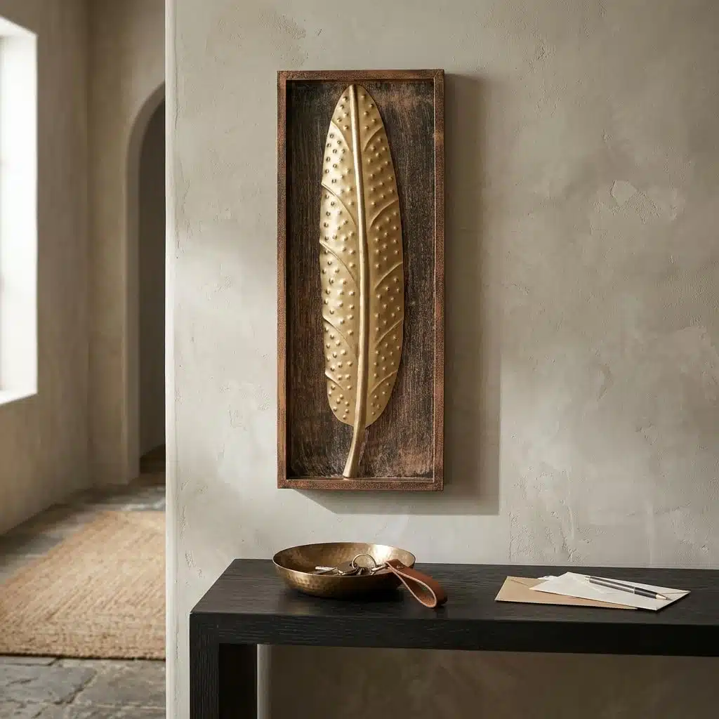 Vedas Metal Leaf Wall Decor Vertical Wall Hanging | Multicolour Iron & MDF Wall Art | Wall Decor for Living Room Entrance Bedroom | Modern Home Wall Decoration (8 x 20 Inch) - Image 5