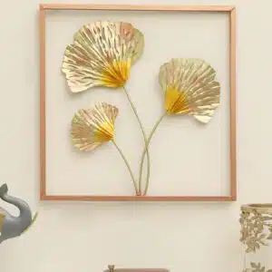 Vedas Exports Multicolor Metal Wall Art | Playa Leaf Square Iron Wall Hanging | Handmade Wall Decor for Living Room, Bedroom, Dining Room | Modern Home Wall Decoration | 18 x 18 Inch