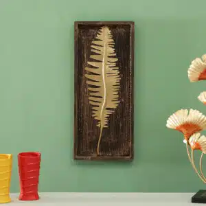 Metal & MDF Gold Bay Leaf Wall Frame Wall Decor Hanging Sculpture