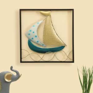 Vedas Exports Metal Wall Decor Frame for Living Room – Multicolour Iron Wall Art Frame – Modern Wall Decoration for Home, Bedroom, Dining Room, Office (Size 18 x 18 inches) (Selena Boat)