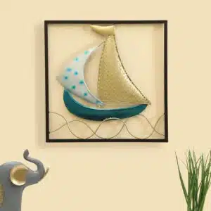 Vedas Exports Metal Wall Decor Frame for Living Room – Multicolour Iron Wall Art Frame – Modern Wall Decoration for Home, Bedroom, Dining Room, Office (Size 18 x 18 inches) (Selena Boat)