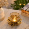 Lotus Candle Holder - Handcrafted Metal Glass Tealight Stand