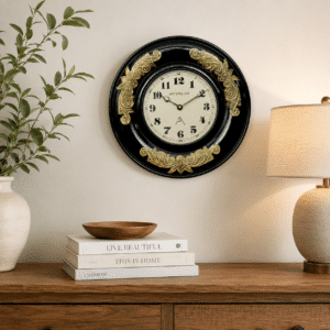 Decorative Wall Clock - Vedas Royal Vine Black and Gold Clock