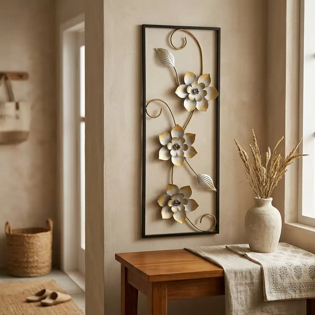 Golden Flower Wall Decor – Luxury Blossom Metal Wall Art