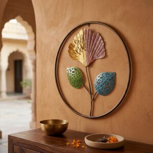 Round Metal Wall Art – Pastel Botanical Wall Decor