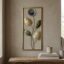 Blue Floral Wall Decor – Blossom Metal Wall Art, Gold Frame