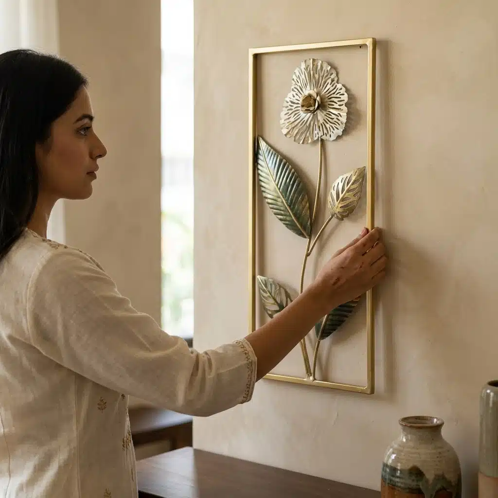 White Floral Wall Decor – Luxury Metal Wall Art, Gold Frame - Image 2
