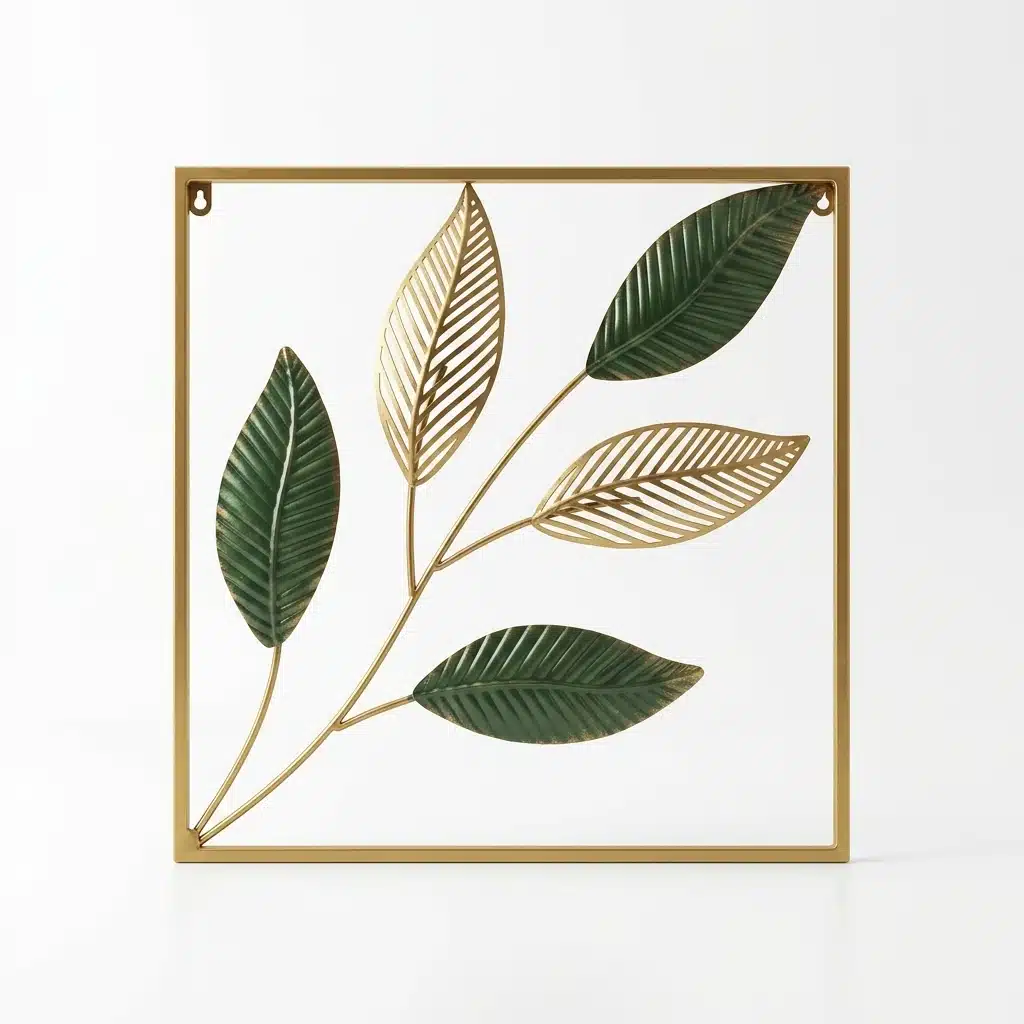 Leaf Wall Decor – Minimal Harmony Metal Wall Art, Gold Frame - Image 4