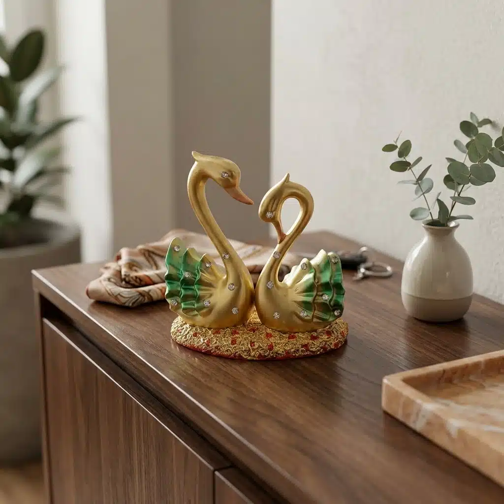 Majestic Swan Couple Showpiece Set of 2 for Home Décor | Elegant Resin Swan Figurines - Image 3