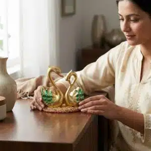 Majestic Swan Couple Showpiece Set of 2 Premium Resin Home Decor