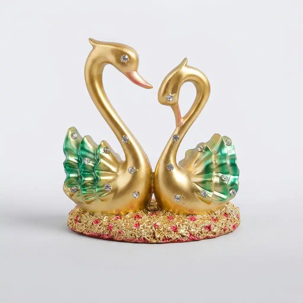 Majestic Swan Couple Showpiece Set of 2 for Home Décor | Elegant Resin Swan Figurines - Image 4