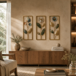 Wall decor set of 3 botanical metal art frames for living room