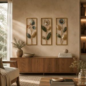 Wall decor set of 3 botanical metal art frames for living room