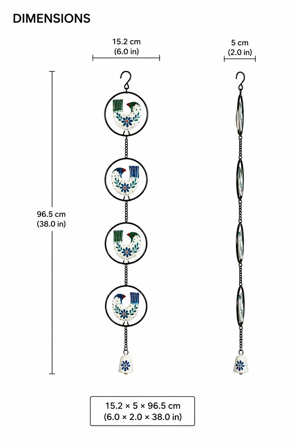 Bird Wall Hanging with Bell – Birdsong Harmony Metal Decor - Image 5