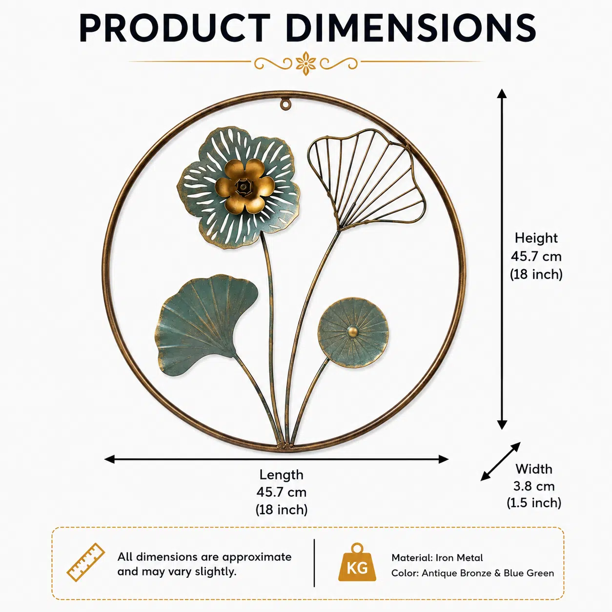 Round Wall Decor – Botanical Flower Metal Wall Art - Image 5
