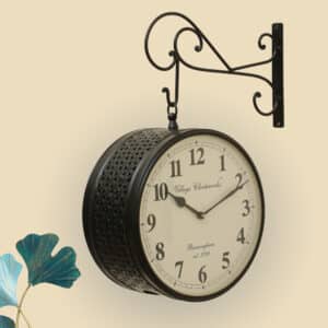 Double Sided Wall Clock 8 Inch - Vintage Station Metal Clock