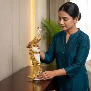 Golden Peacock Showpiece Luxury Resin Peacock Home Decor