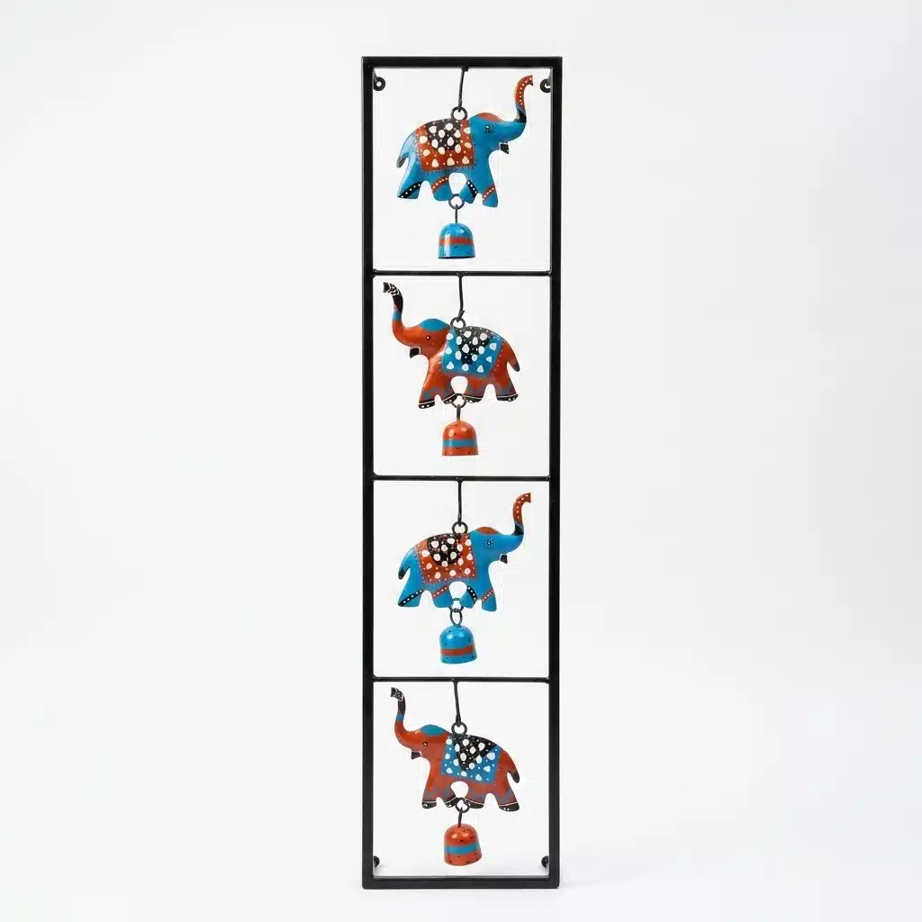 Elephant Wall Hanging with Bells – Royal Tusker Metal Decor - Image 4