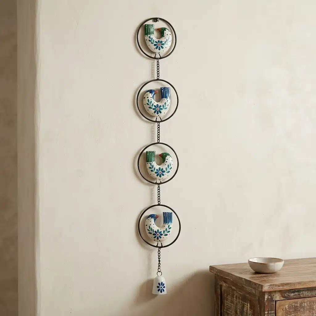Bird Wall Hanging with Bell – Birdsong Harmony Metal Decor