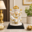 Ganesha Idol with Mooshak – White & Gold Resin Ganesh Statue