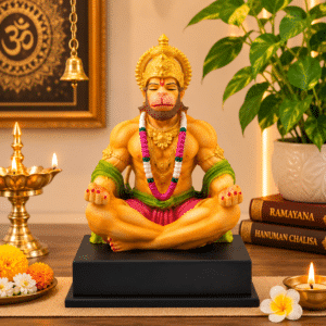 Meditating Hanuman Idol Multicolor – 10 Inch Resin Murti